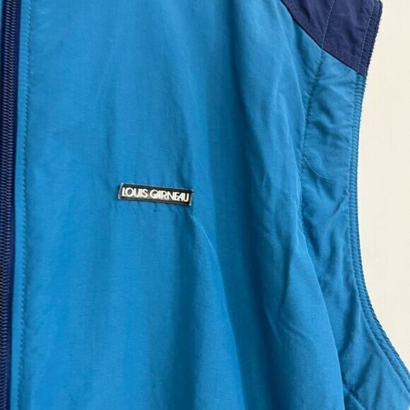 Vintage Louis Garneau Fleece Lined Nylon Blue Vest Jacket Zipper Hiking Biking M - Picture 6 of 15